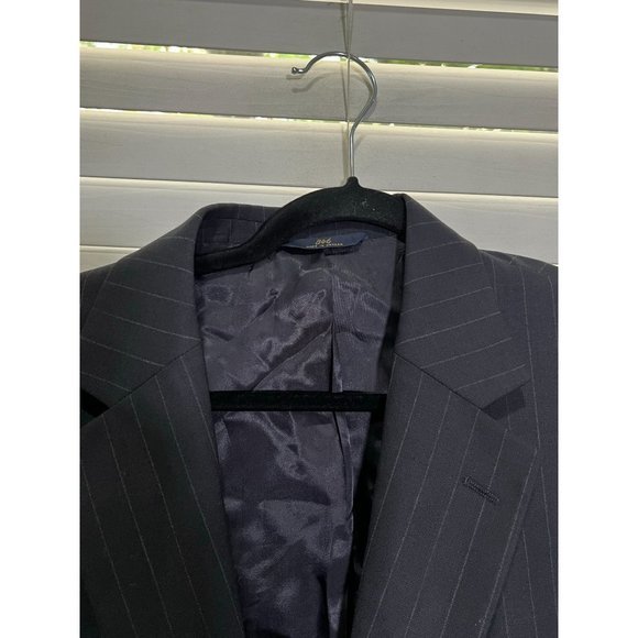 Brooks Brothers 346 Stretch Suit 43L Pleated‎ Cuffed Pants 36x30.5 Blue Striped - Picture 2 of 13